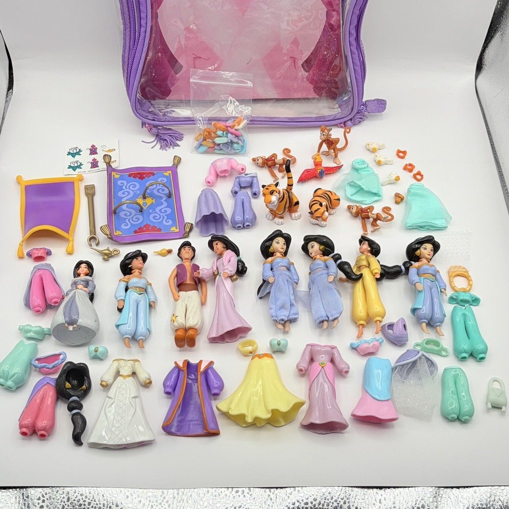 Rare Disney Parks "Jasmine" Princess Fashion Polly Pocket Set & Other Figures
